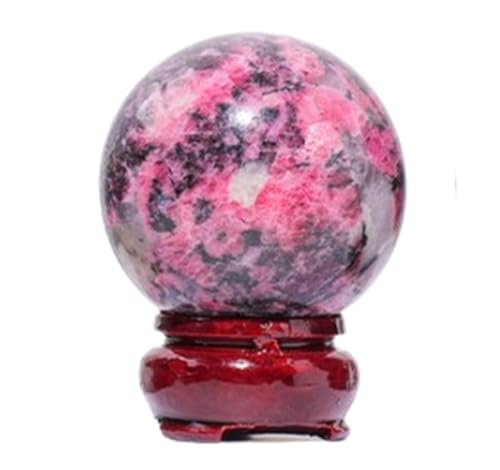 Rose Tourmaline Rose Quartz Sphere,Crystal Ball Ornaments with Stand, Feng Shui Decoration Small Crystal Accent Orbs for Home De