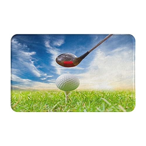 NANITHG Alfombra de Baño Antideslizante，Impresión de fotografía Macro temática de Club de Golf Deportivo de Lofter y Bola en tee，Absorbente Tapete del Piso de Microfibra de Lavable a Máquina Suave