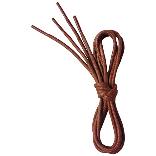VSUDO 70 cm Lacets Ronds Cirés Rouge Marron pour Chaussures de Ville, ø2.5mm Business Oxford Lacets pour Brogue et Derby, Desert/Ankel Boot Lacets pour Femme ou Homme (1 Paire-Rouge Marron-070CM) Cover
