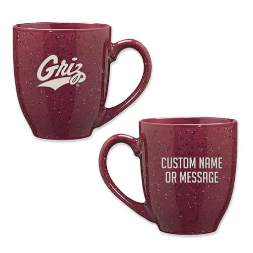 Image of Rico Industries NCAA Montana Grizzlies Maroon Personalized 16 oz Team Color Laser Engraved Speckled Ceramic Coffee Mug