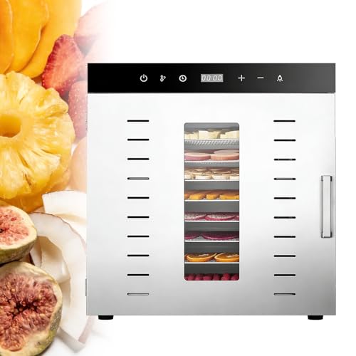 Joyfitness 1000w Déshydrateur Alimentaire, Déshydrateur Automatique en Acier Inoxydable, Desidrateur Fruit Et Legumes, Minuterie De 24 Heures Et Température...