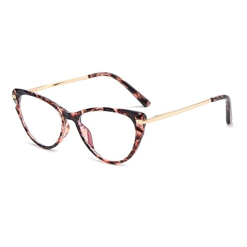 PARWANA Cat-Eye Blue Light Blocking Computer Readers Women Trendy Reading Glasses Eyeglasses Anti Eyestrain Flat Light Mirror (Color : Hawksbill, Size : +100)