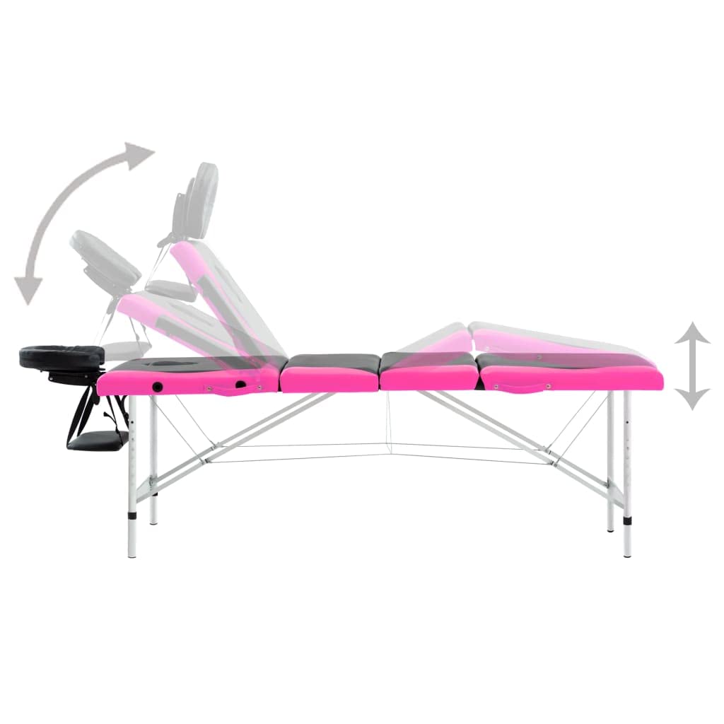 Massageliege Klappbar 4-Zonen Aluminiumgestell Schwarz und Rosa,Gesundheit & Schönheit,Körperpflege,Massage & Entspannung,Massagetische,Schwarz,23.2 kg-110248