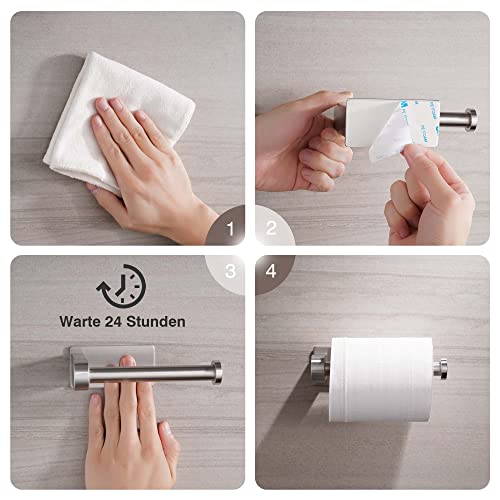 Aikzik Toilettenpapierhalter ohne Bohren, Klopapierhalter Selbstklebend, Edelstahl Klorollenhalter, Wc Papier Halterung Rollenhalter mit Kleber für Badzimmer, Modernes Badzubehör