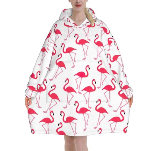 Plaid sweat à manches motif flamant rose, idéal pour un cadeau cocooning