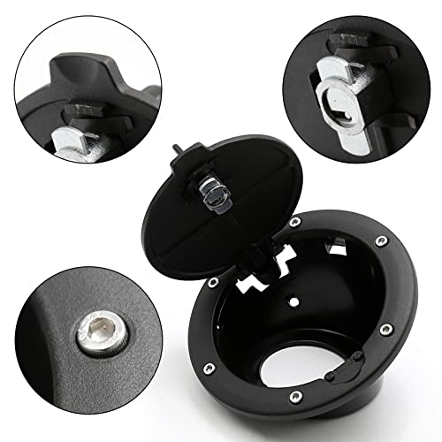 CADUFUELLY Fuel Tank Filler Cap, Fuel Filler Door Locking Gas Tank Cover, Fuel Filler Door Lock Fuel Cap with keys Replacement for Jeep Wrangler JK Unlimited Rubicon Sahara 2007-2018 by CADUFUELLY - Used condition - Image 3
