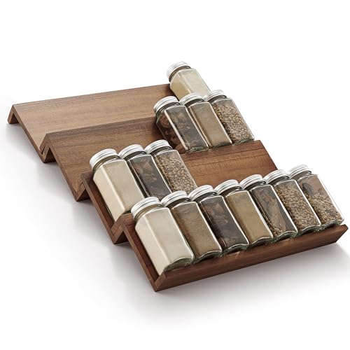 Tinamo Acacia Wooden Spice Rack Organizer for Cabinet - Spice