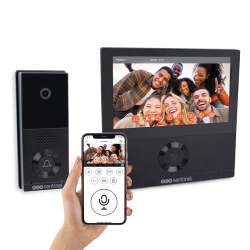 SCS Sentinel - Interphone Vidéo Connecté Filaire VisioWifi - Grand Angle 110° - Écran Tactile 7’’ - Connectivité Wi-FI 802.11b/g/n - Capture Photos et...