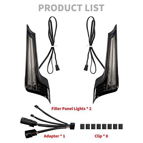 HDBUBALUS Motorcycle Filler Panel Lights LED Rear Fender Turn Signal Brake Lamp For Harley Touring Road King Street Glide 2014-Later (Color: Black Smoke) - Thumbnail 5