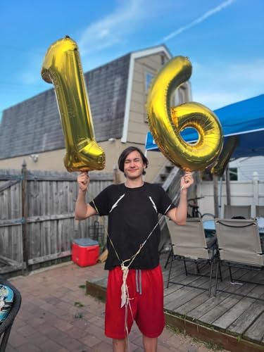 Image of 9 Balloon Numbers Birthday Decorations, 40In Gold Balloons for Men Women | Eye-catching Appearance, Perfect Decorative Centerpieces, Convenient Self-sealing Structure, Widely for Various Occasions