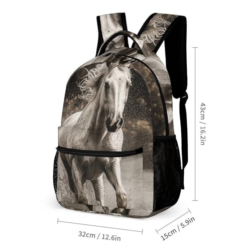 Horse Running by The Water Backpack Set Lightweight Bag Lunch Box Pencil Bags for Women Men Bookbags 3 in 12