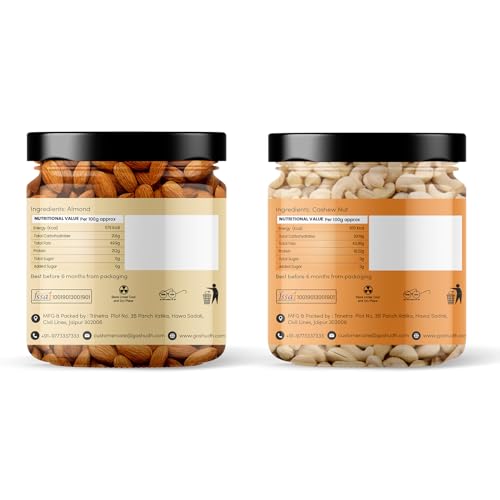 Image of Goshudh Almonds 250g + Cashews 250g Combo Pack | Fresh, Tasty & Nutritious, Ideal for Daily Snacking, Protein-Rich Dry Fruits (500gm Combo Pack)