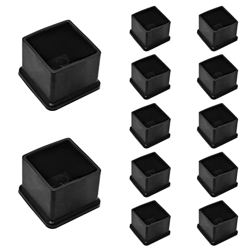 Coufce 12Pcs 1 Inch X 1 Inch Black Square Rubber Furniture Leg Protectors, Pvc Rectangle Furniture Leg Caps, Rubber Protectors For Table, Chair, Desk, Floor(25Mm X 25Mm) #TOP2