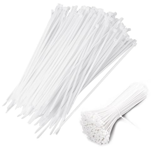 Cable Zip Ties Heavy Duty, White Nylon Zip Ties, Clear Cable Ties, Cable Wire Tie Wraps Clear Zip Ties, 100 each for 6” and 12” Total of 200 White Cable Ties
