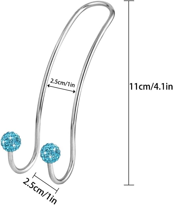 Artscope 4 Pack Car Hooks, Multifunctional Organizer Hooks Universal Bling Diamond Car Headrest Hangers Hooks for SUV Truck Vehicle, Strong and Durable Auto Backseat Hanger Storage Hooks (Sky Blue)