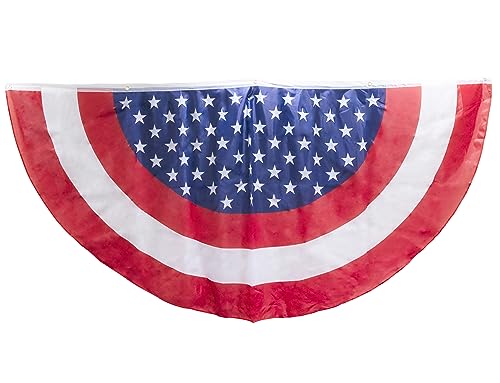 Iconikal July 4th American Flag Banner Bunting Half Fan Patriotic Porch Garland Decoration 4 x 2 Feet, 3-Pack