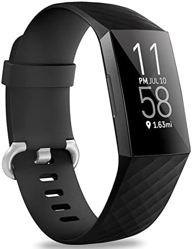 Hamile Bands Compatible with Fitbit Charge 4 / Fitbit Charge 3 / Fitbit Charge 3 SE, Waterproof Replacement Watch Strap Fitness Sport Band Wristband for Women Men, Large, Black