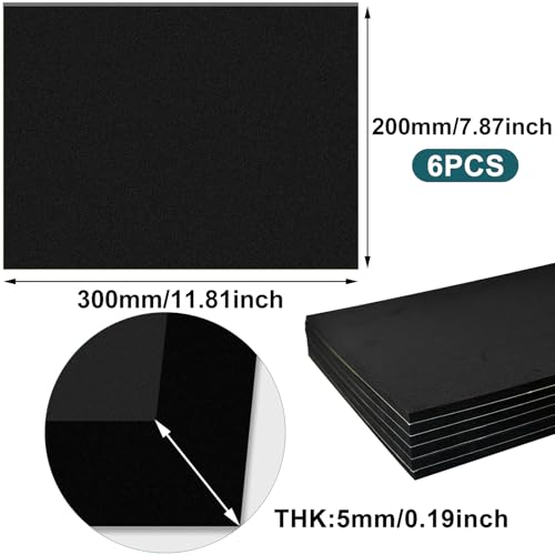 6 Blatt Moosgummi Selbstklebend Platten, 300 * 200 * 5mm Polster Selbstklebend Gummimatte, Selbstklebende Schaumstoffplatte, EVA Schaumstoff Antirutschmatte für Möbel Türen Fenster DIY Verzierung