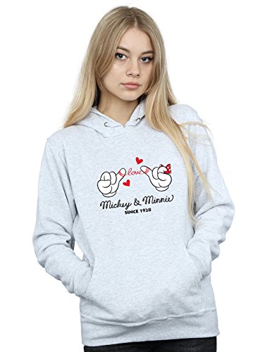 Disney Women's Mickey Mouse Love Hands Hoodie Sport Grey XX-Large