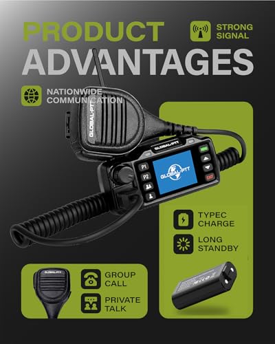 Image of Global-PTT 2-Pack Push-to-Talk Over Cellular (PoC) Mobile Radios Walkie Talkies - 4G LTE Nationwide PTT Unlimited Range Free License for in-Vehicle Communication (Non-GPS)