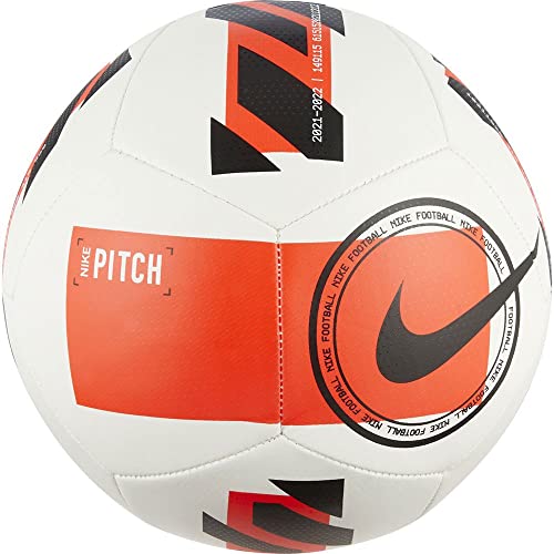 Nike DC2380 Nike Pitch Recreational Soccer Ball Unisex-Adult White/Bright Crimson/Black 5