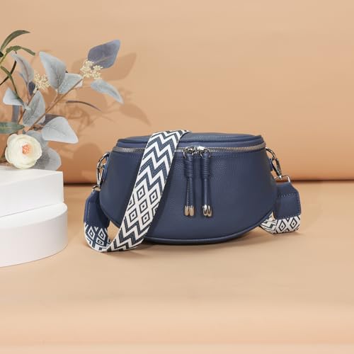 JSDOST Bauchtasche Damen klein Crossbody Bag Umhängetasche Damen Handtasche Veganes Leder Tasche Blau