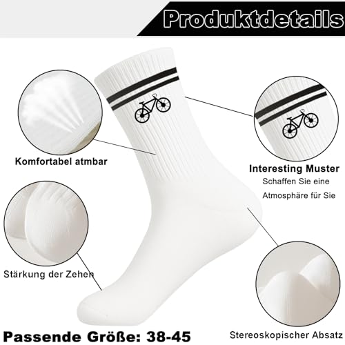 PIujsym Geschenk Fahrradliebhaber Set - Rennrad Socken Mit Fahrrad Motiv, Inkl. Schlüsselanhänger & Geschenktaschen – Lustige Socken, Perfektes Fahrrad Geschenk, Für Sportsocken & Tennissocken