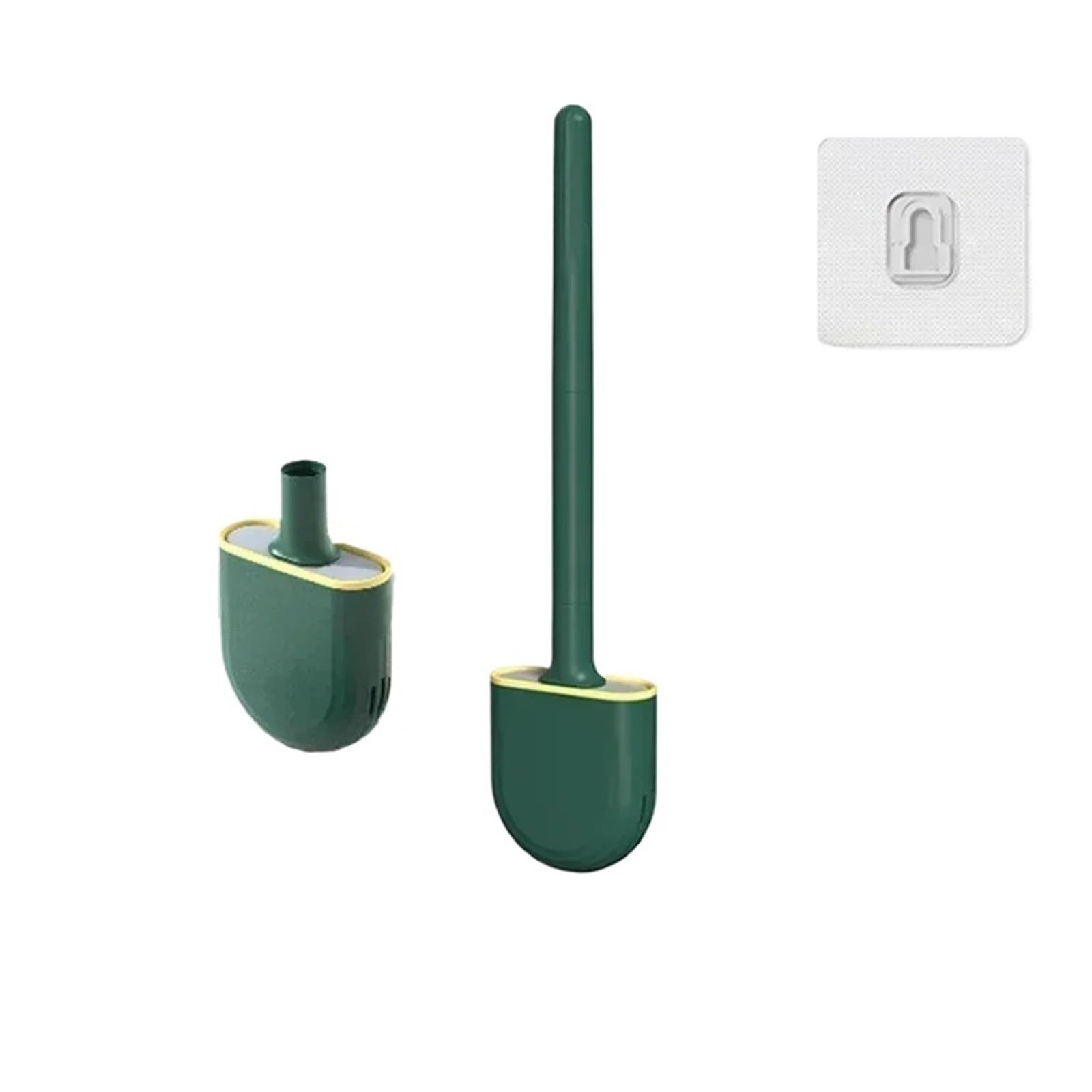 Toilet Brush Hanging Silicone Toilet Brush Cleaner with Long Handle Flexible Cleaner Bathroom Brush Quick Drying Holder Bathroom Accessories(Green)