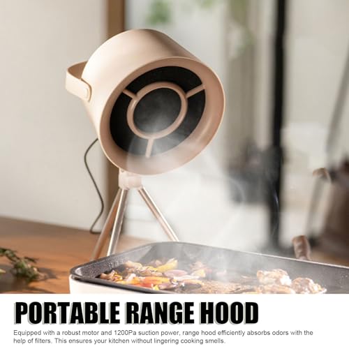 Table Range Hood, Portable Kitchen Exhaust Fan with 3 Wind Speeds, Compact Range Hood with Double Filter for Indoor Grilling, Hotpot, for Home, Apartment, Dorm
