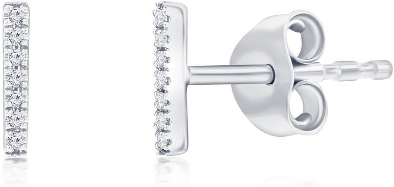 Real Diamond Stud Earrings for Women in Sterling Silver - Unique Diamond Earrings - Fine Diamond Earrings - Jewelry Gifts for Women