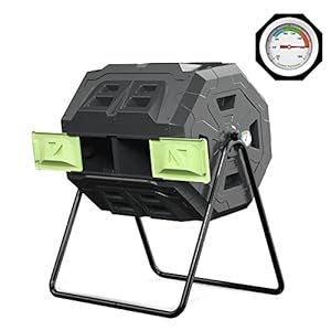 2022 verbesserter Tumbling Komposter mit Kompost Thermometer Doppelkammer-Garten-Komposteimer (160 l, grün)