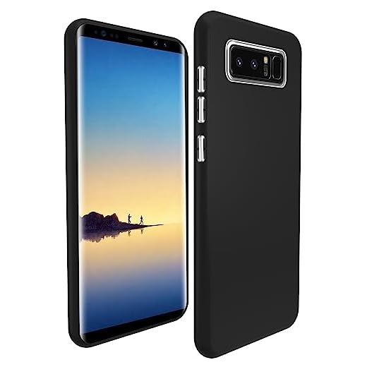 N NEWTOP Cover Compatibile per Samsung Galaxy Note 8, Custodia TPU MATTE OIL Soft Opaca Morbida Gel Silicone Slim Rifiniture Cromate Flessibile Case Antiurto Posteriore Protettiva (Nero)
