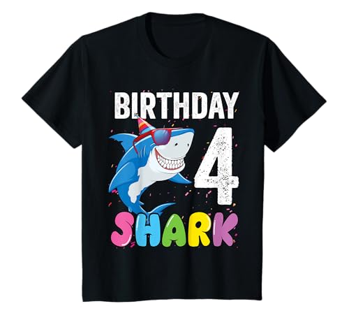 Niños 4th Birthday Shark Shirt Boy Girl Kids JawSome Four Year Old Camiseta
