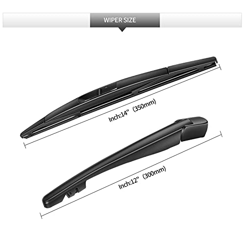 Replacement For 2007-2011 Honda Cr-V Crv Rear Windshield Wiper Blade And Arm Assembly-All Season Natural Rubber Cleaning Back Window #TOP2