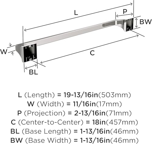 Image of Amerock Mulholland 18 inch Polished Nickel Towel Bar