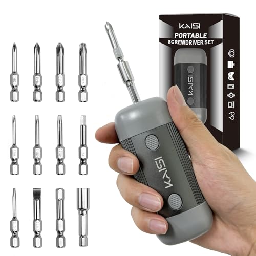 Kaisi Screwdriver Set 12-in-1 Portable Multi Bit Screwdriver All in One Screw Driver with Phillips,Flat Head,Torx Security,Hex and 1/4 Nut Driver for Outdoor and Daily Repair Tools