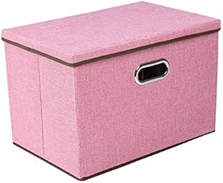 Youyijia Foldable Storage Box with Lids 45x30x30cm Toy Box Storage Collapsible Fabric Storage Cubes with Handles Large Storage Baskets Home Office Box for Organizing Clothes Towels Books (Pink)