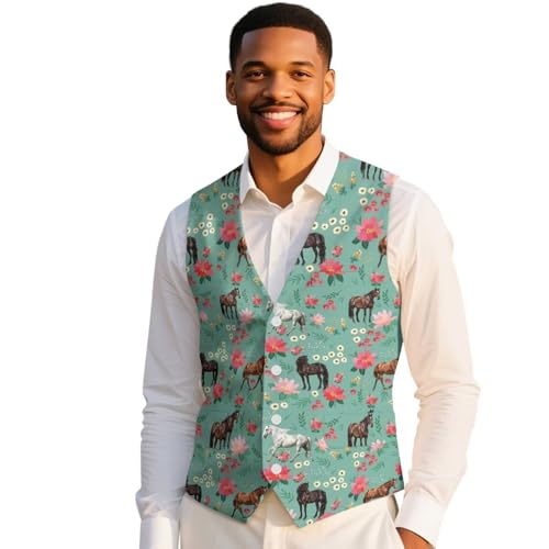 Men's Woven Cloth Suit Vest Waistcoat Tuxedo Vests Sleeveless Jacket Suit Vests with Pockets for Groomsman2