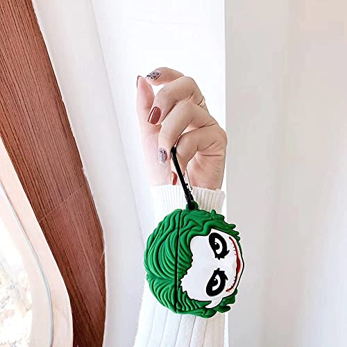Zostland Clown Airpods 2&1 Case,Thick Soft Portable Silicone Protective Shockproof Skin Cover Storage Box Compatible With Apple Wireless Earphone Earplug Airpods Charging Station Case (Green Clown) #TOP4