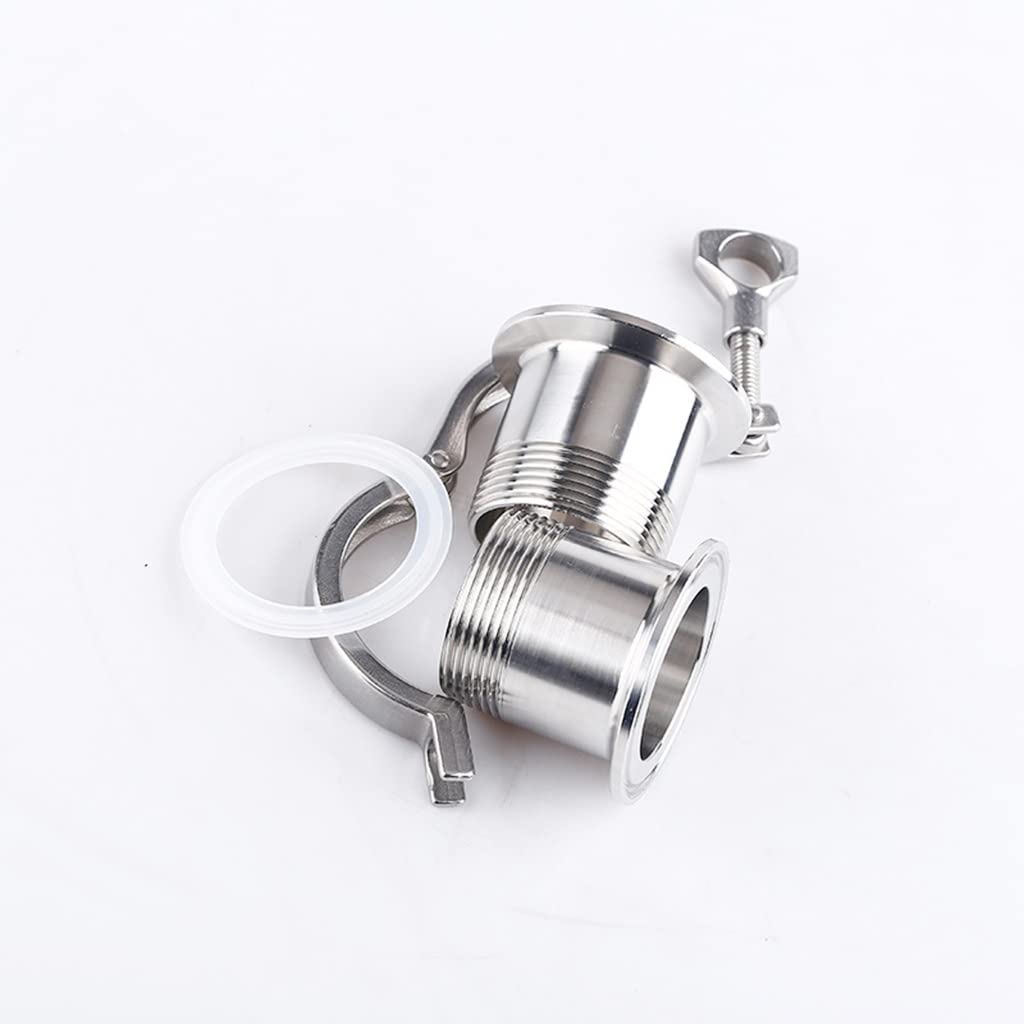 Kit de accesorios de tubería sanitaria, adaptador de virola de rosca de cubierta de triple abrazadera con junta de silicona for uso en alimentos y bebidas, 1 Uds.(DN50x77.5)