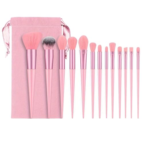 13-teiliges Make-up-Pinsel-Set aus weichen Haaren, für Rouge, Eyeliner, Lidschatten, Concealer & Foundation, rosa