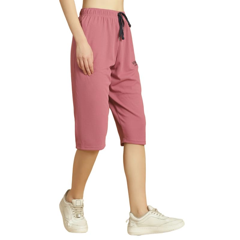Image of Mack Jonney Solid Regular Fit Polyster Lycra Capri for Women-P