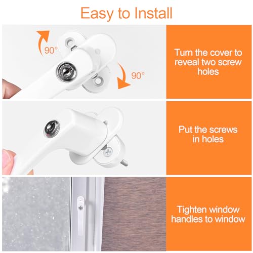 Avesteir 2 Stück fenstergriffe abschliessbar, fenstergriff abschließbar Aluminium, balkontürgriff kindersicherung mit Schlüsseln und Schrauben, Fenstersicherung, für Fenster & Terrassentür (weiß)