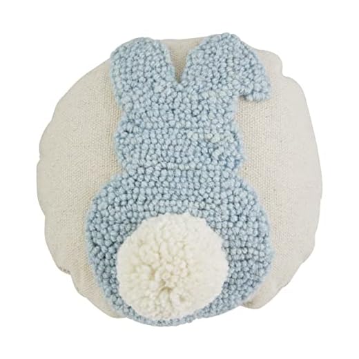 Mud Pie Easter Mini Hook Pillow, 8" x 8", Bunny Tail