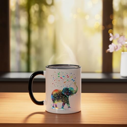 Taza de cerámica con diseño de elefante 11 onzas miniatura 3