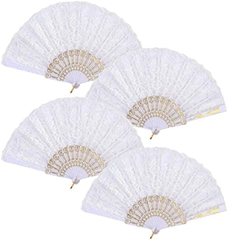 Amazon.com: Tkocisa 4 Pieces Lady's Vintage Retro Lace Folding Hand Fan ...