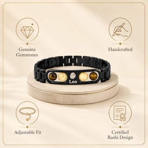 Image of Gratify Birth Crystal Metal Rashi Bracelet for Men & Women | Natural Gemstone Bracelet | Adjustable Spiritual Crystal Bracelet | Includes Authenticity Certificate | Gift for Astrology Lovers