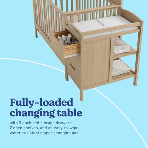 Image of Graco Benton 4-in-1 Convertible Crib and Changer, Driftwood | GREENGUARD Gold Certified, Baby Crib & Changing Table Combo, Includes Water-Resistant Changing Pad, Converts to Full-Size Bed