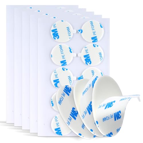 3M Round Double Sided Adhesive Dia. 1'' 50 Pcs Waterfroof Removab...
