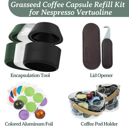 Grasseed Aluminum Foils Lids To Reuse Coffee Pods Compatible With Nespresso Vertuoline Capsules-60 Pcs #TOP6